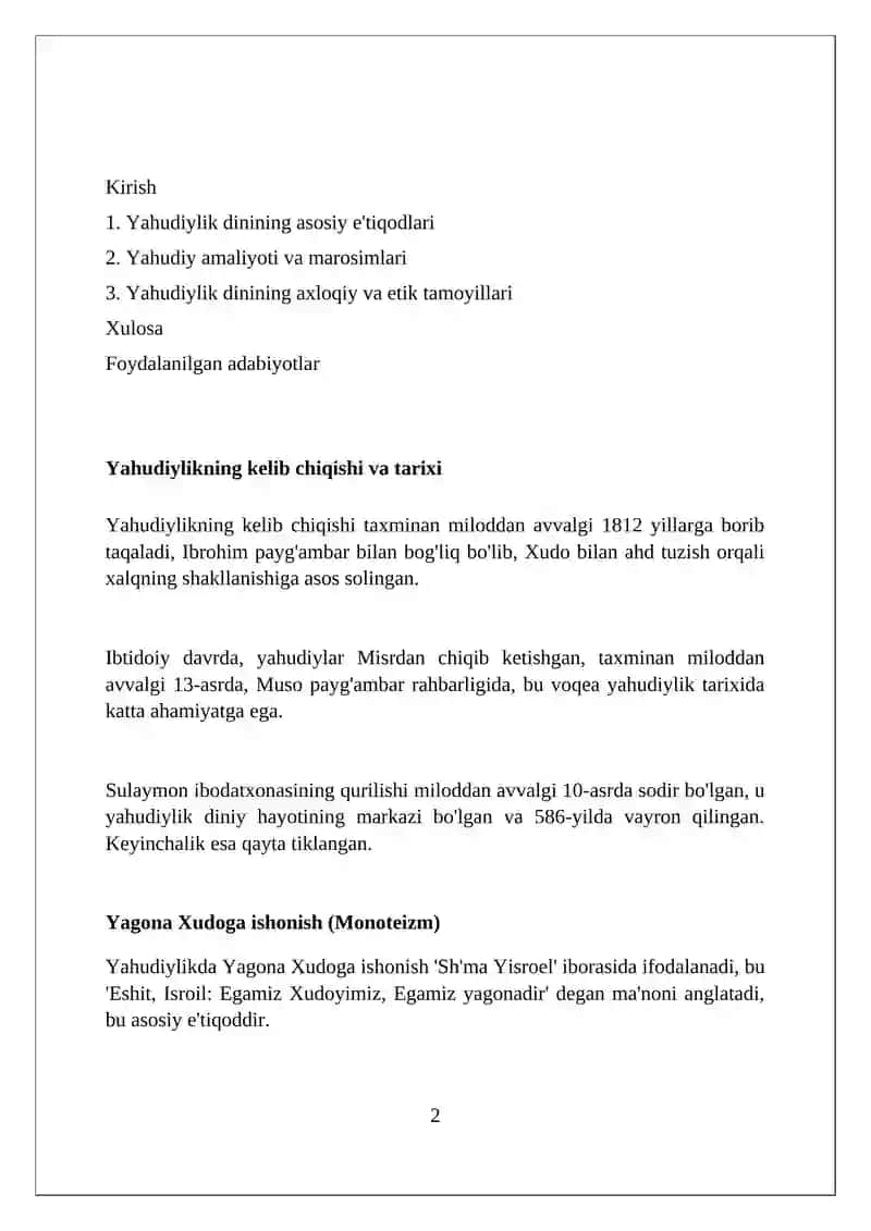 Yaxudiylik dininning xususiyatlari 2