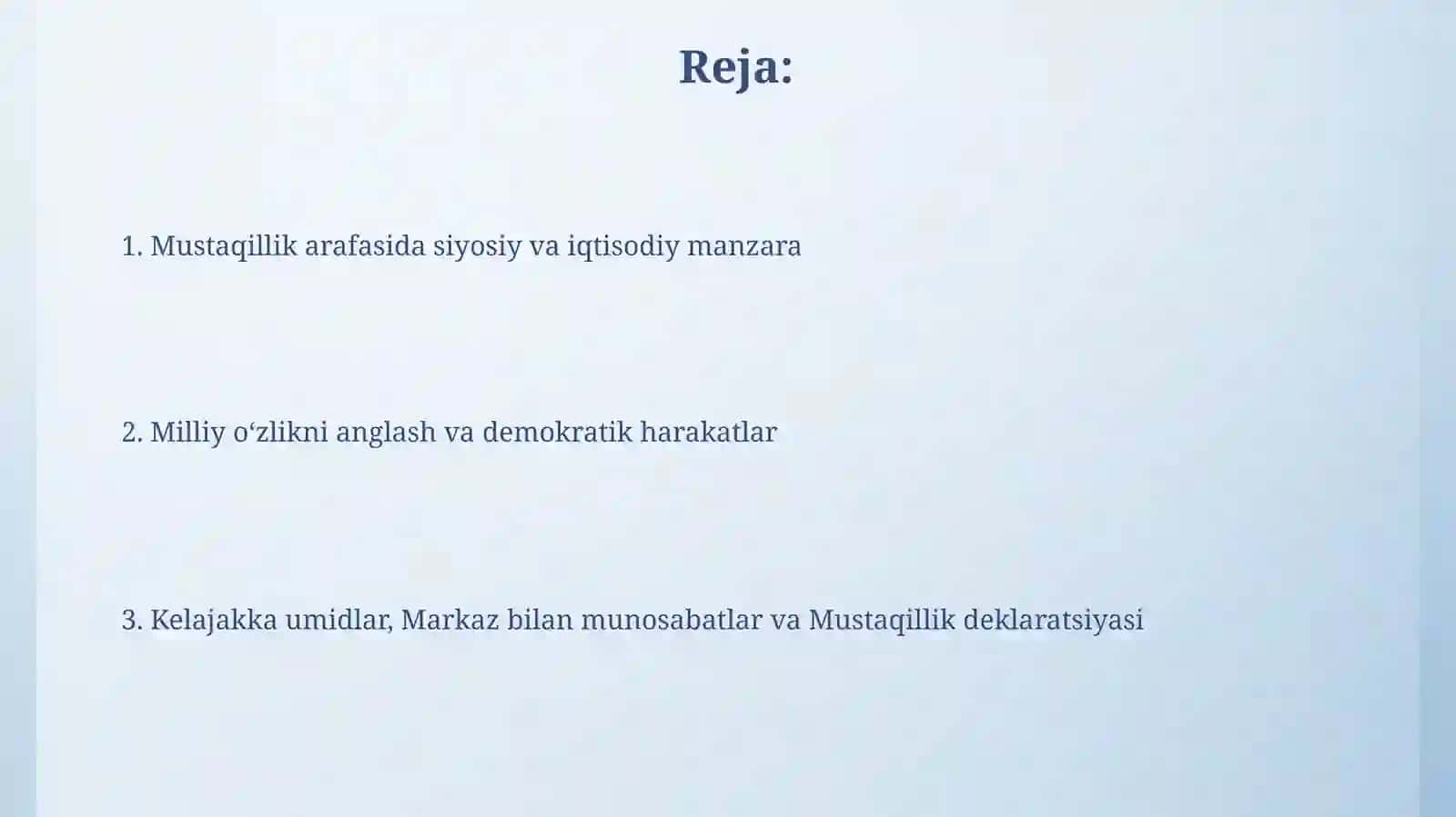 Mustaqillikka erishisharafasida Oʻzbekistondagi ijtimoiy siyosiy jarayonlar 2