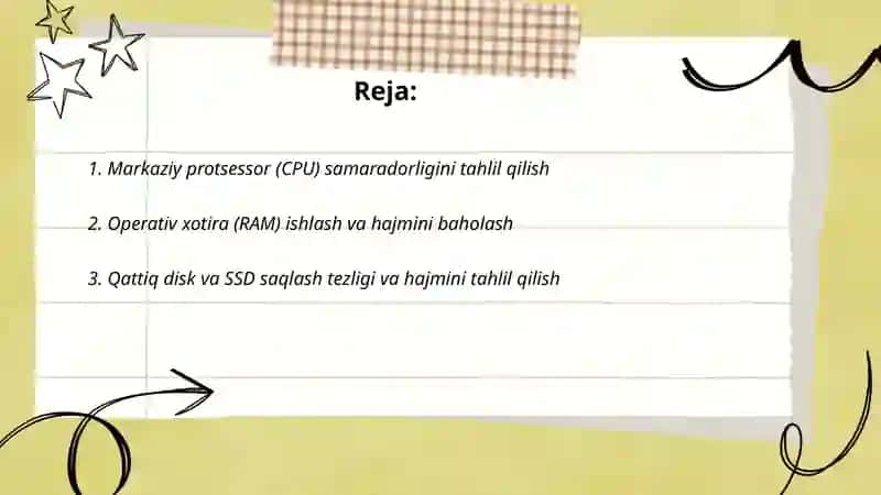 Kompuyeter xususiyatlarini tahlil qilish 2