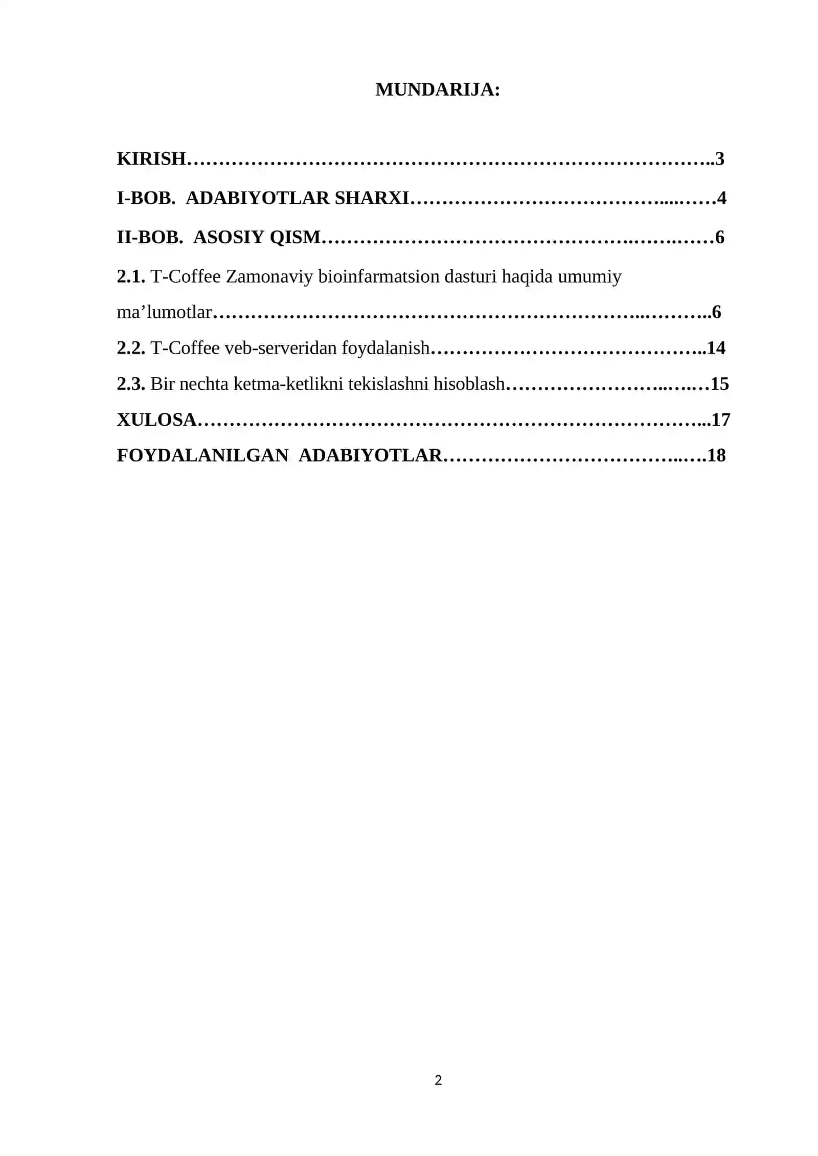 Bioinformatika Kurs 2