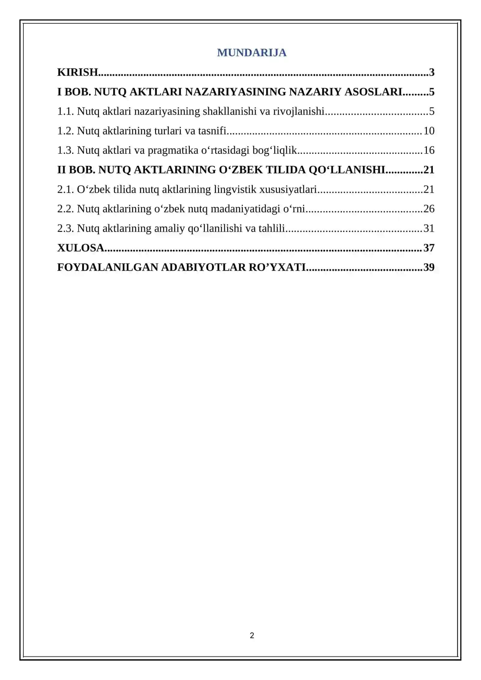 Nutq aktlari nazariyasi va uni o’zbek tilida qo’llash 2