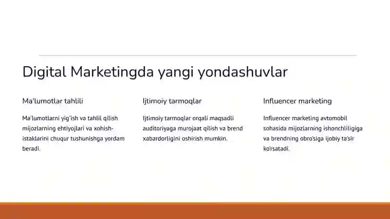Koreya avtomobil transportida Marketing yangiliklari 2