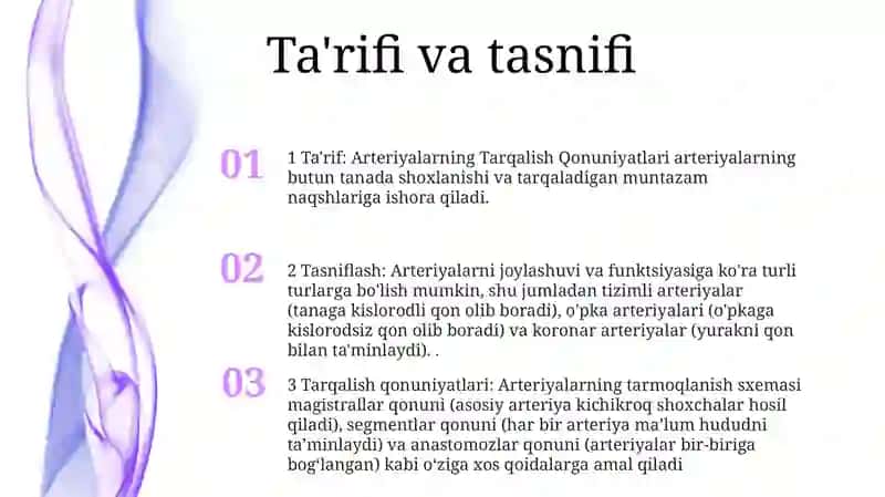 Arteritalarning Tarqalish Qonuniyatlari 2