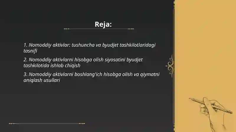 Nomoddiy aktivlar hisobini tashkil etish 2