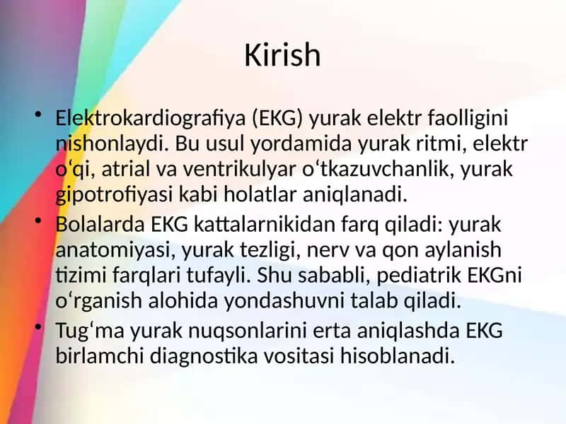 Bolalarda EKG o‘ziga xos xususiyatlari 2