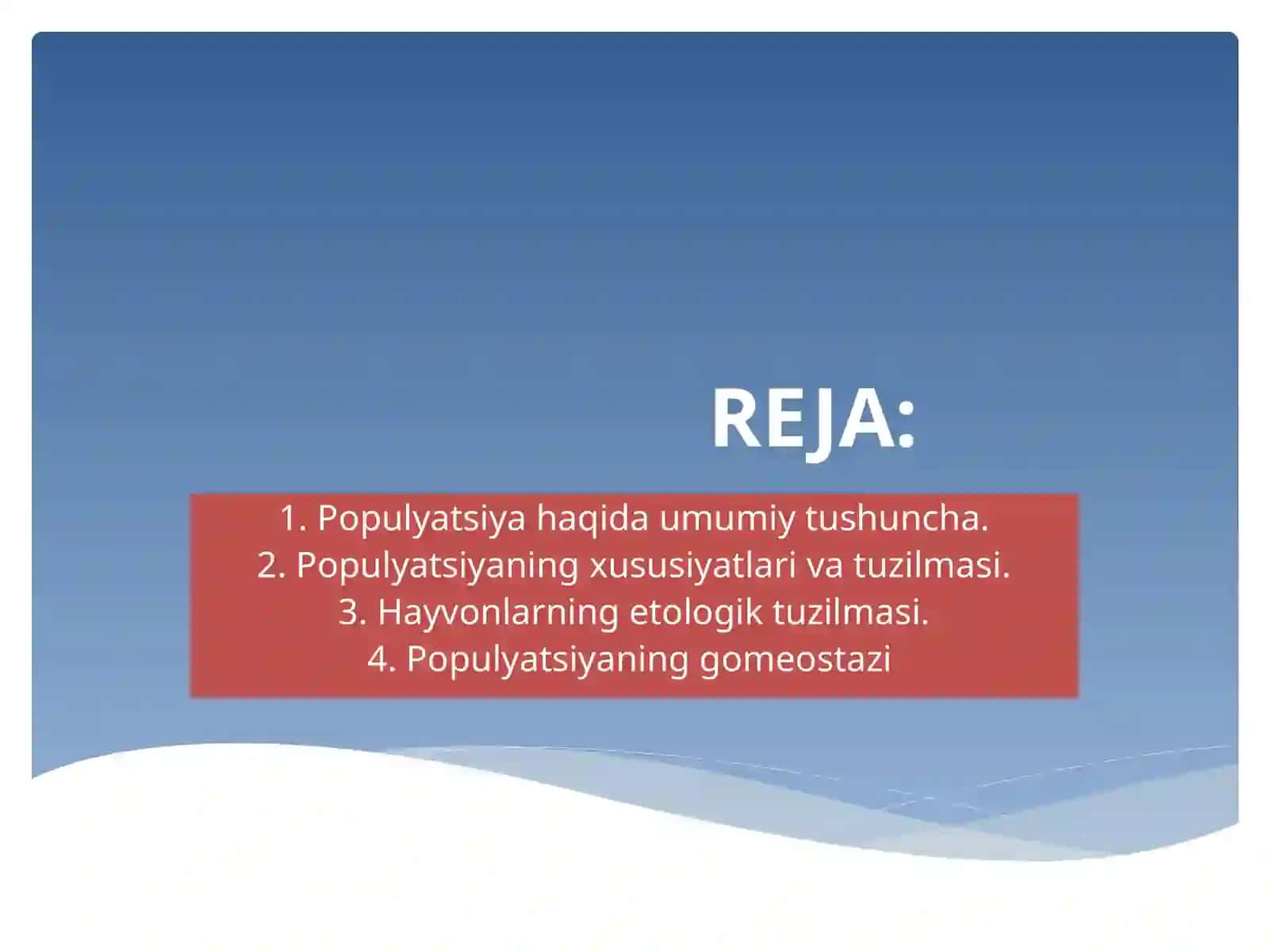 Populyatsiya ekologiyasi 2