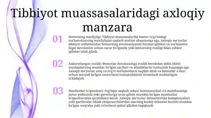 Tibbiyot Muassasalarida Jamoat Etikasi 2