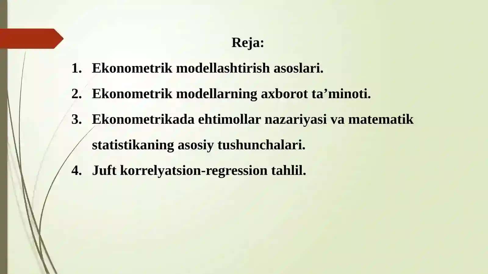 Ekonometrik modellаshtirish аsoslаri 2