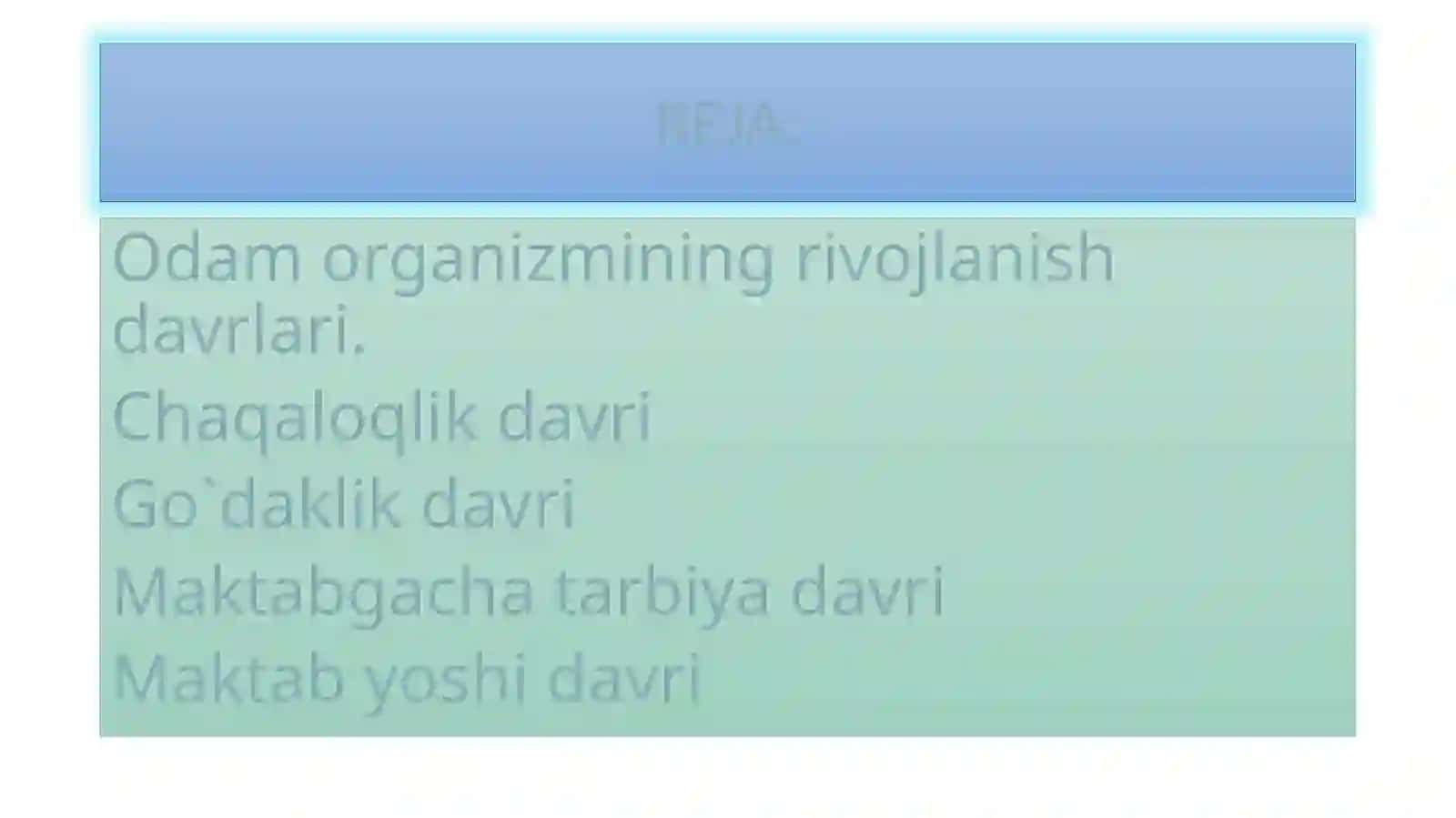 Bolaning o`sish va rivojlanishi 2