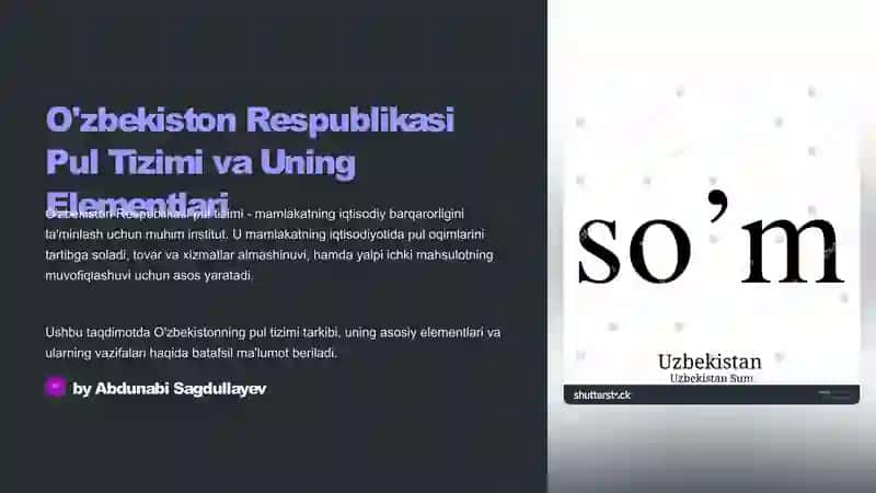 O'zbekiston Respublikasi Pul Tizimi va Uning Elementlari 2