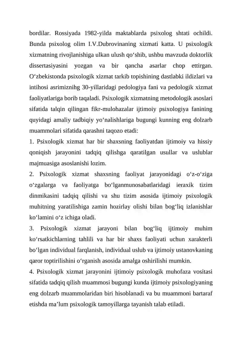 Psixologik Xizmat va uning Asosiy Yo‘nalishlari 2