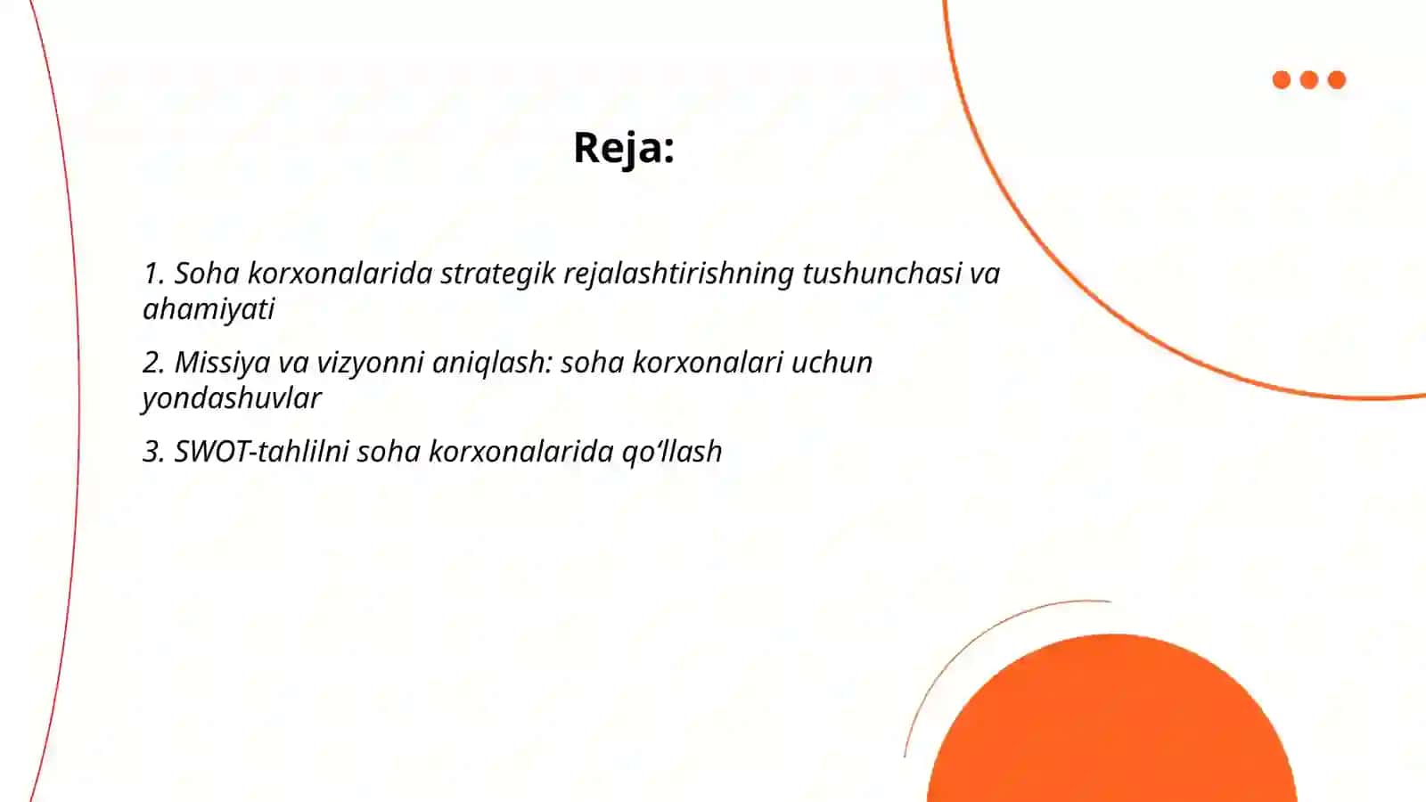 Soha korxonalarida strategik rejalashtirish 2