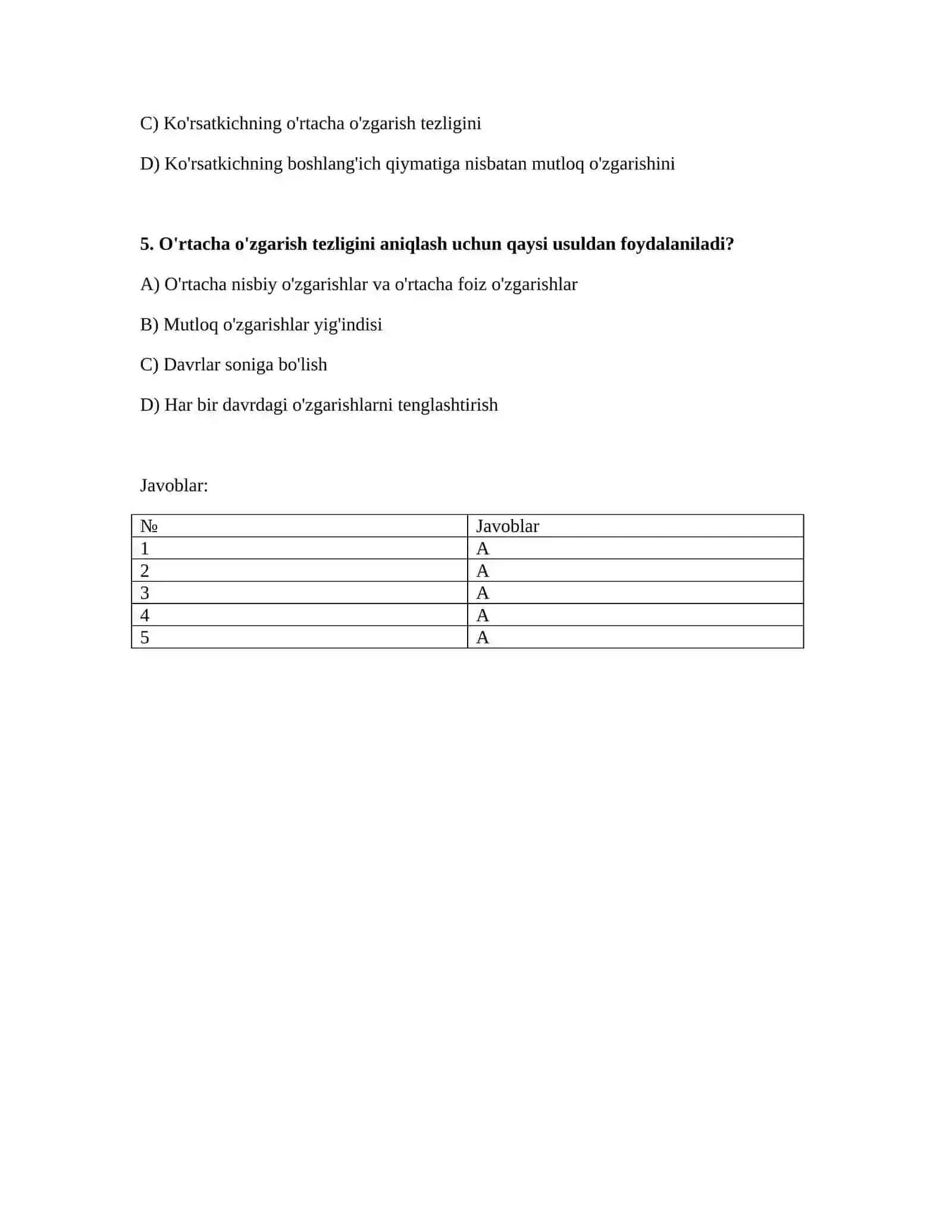 Dinamikani statistik o‘rganish usullari 2