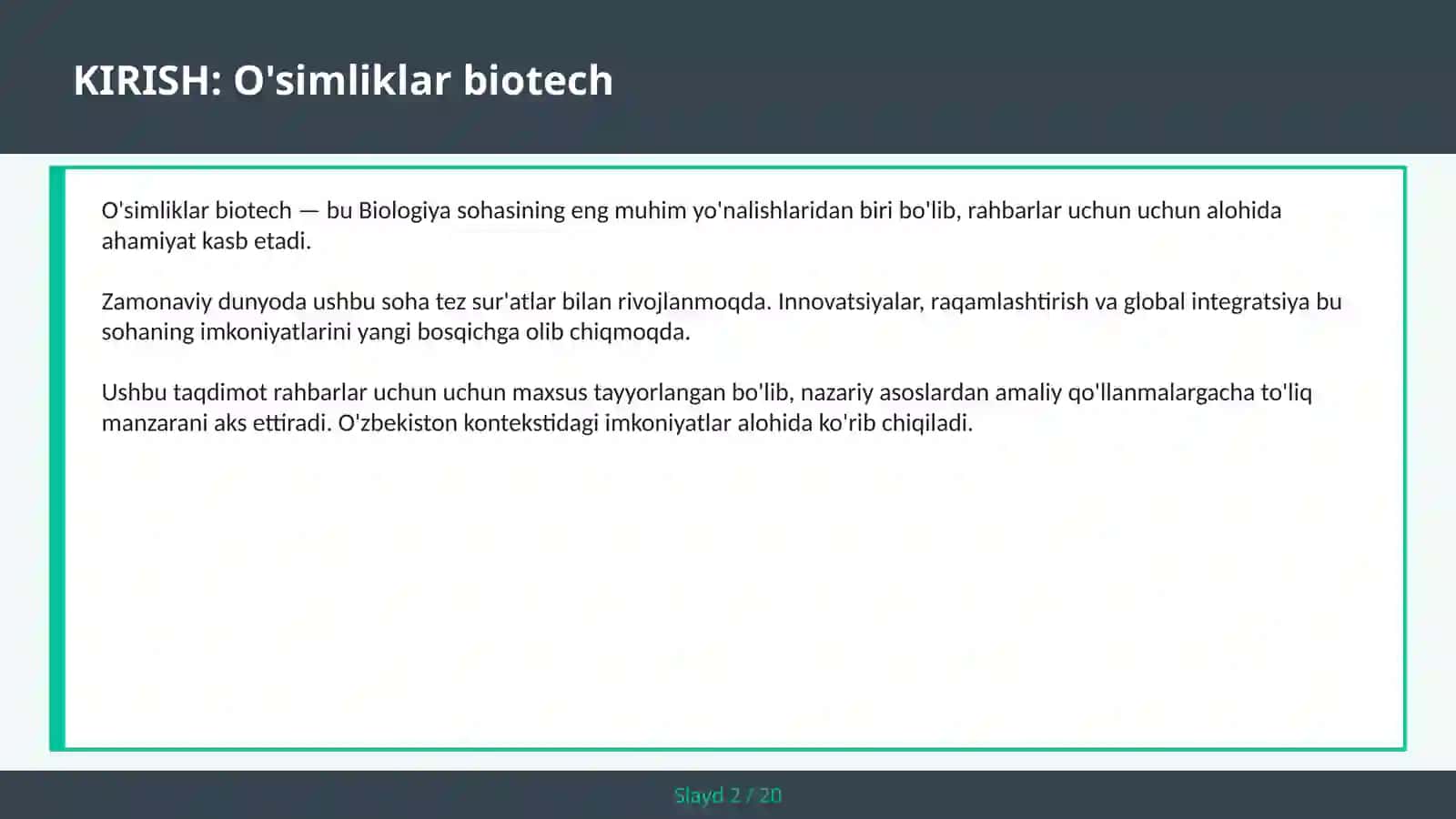 O'SIMLIKLAR BIOTECH 2