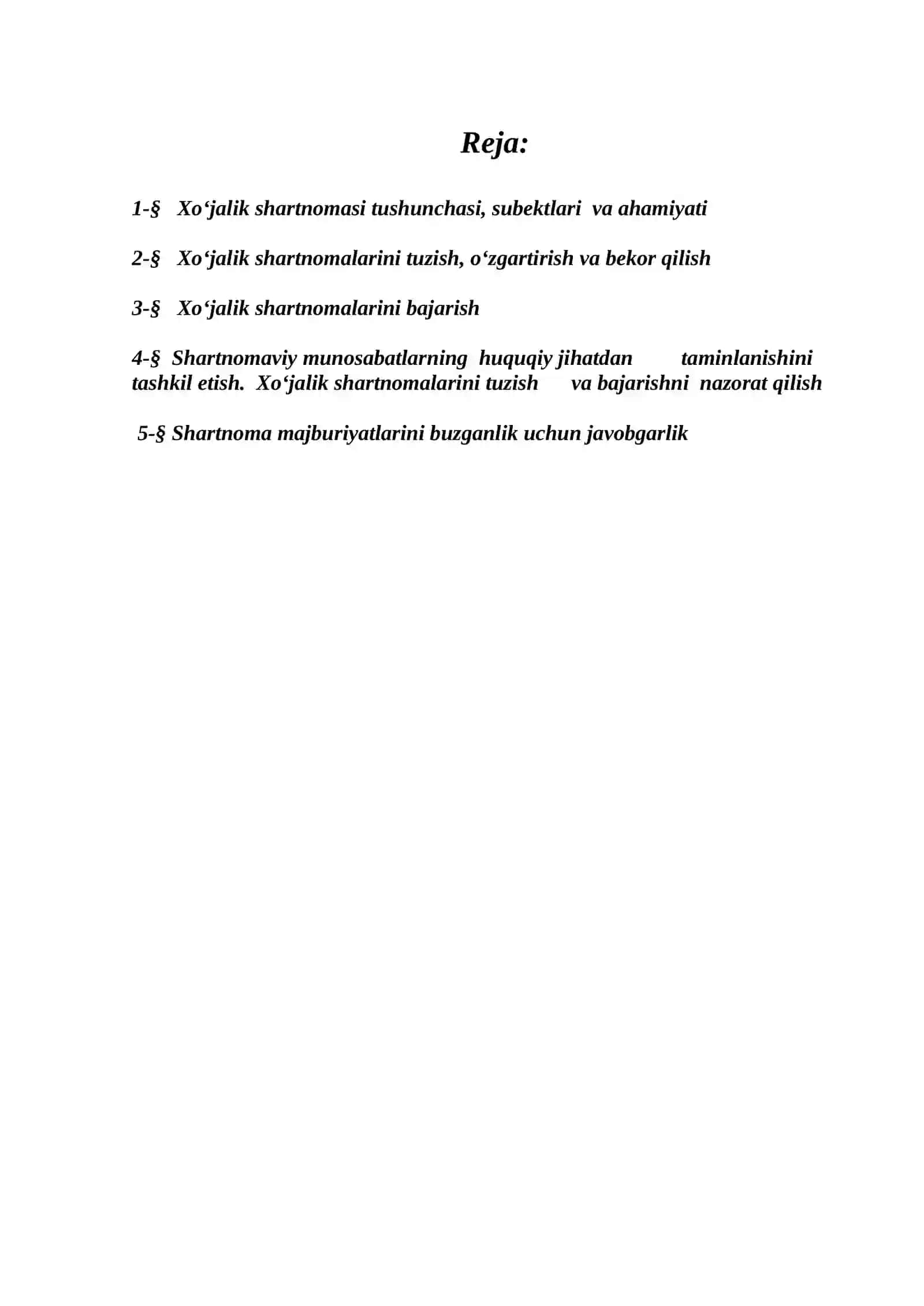Xo'jalik tadbirkorlik shartnomalari 2