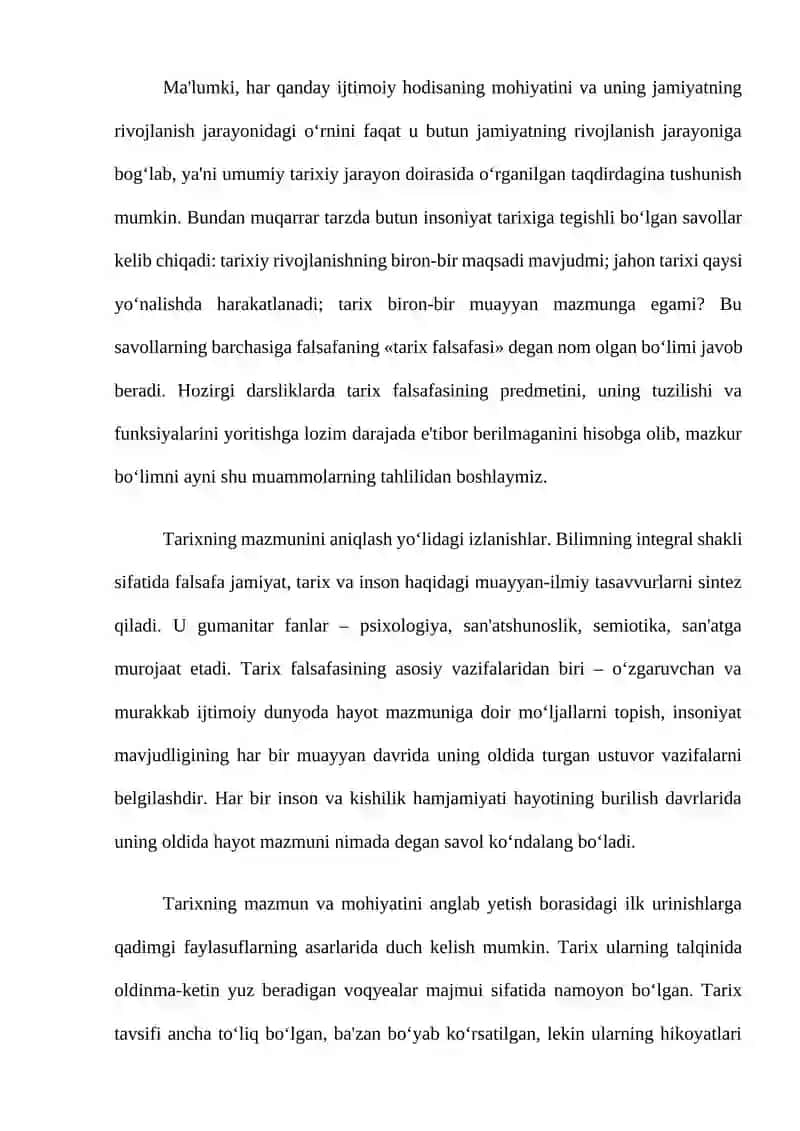 TARIX FALSAFASI VA FALSAFA TARIXI UYG'UNLIGI 2