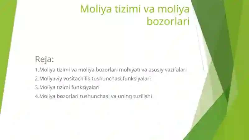 Moliya tizimi va moliya bozorlari 2