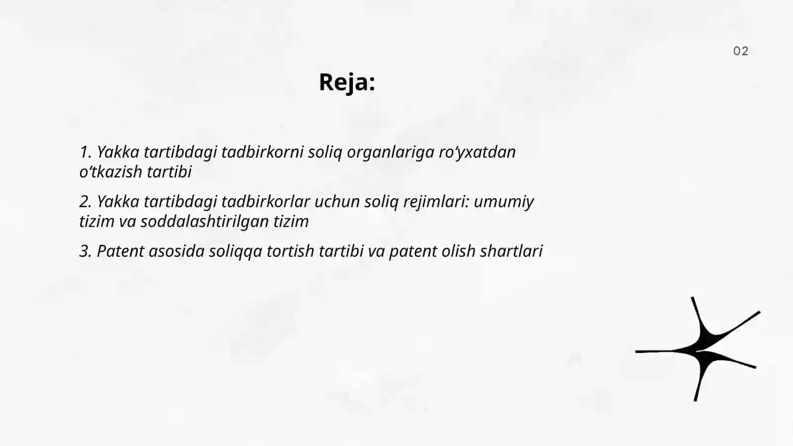 Yakka tartibda tadbirkorlik faoliyati bilan shug'ullanuvchi jismoniy shaxslarning daromadlarini soliqqa tortish tartibi 2