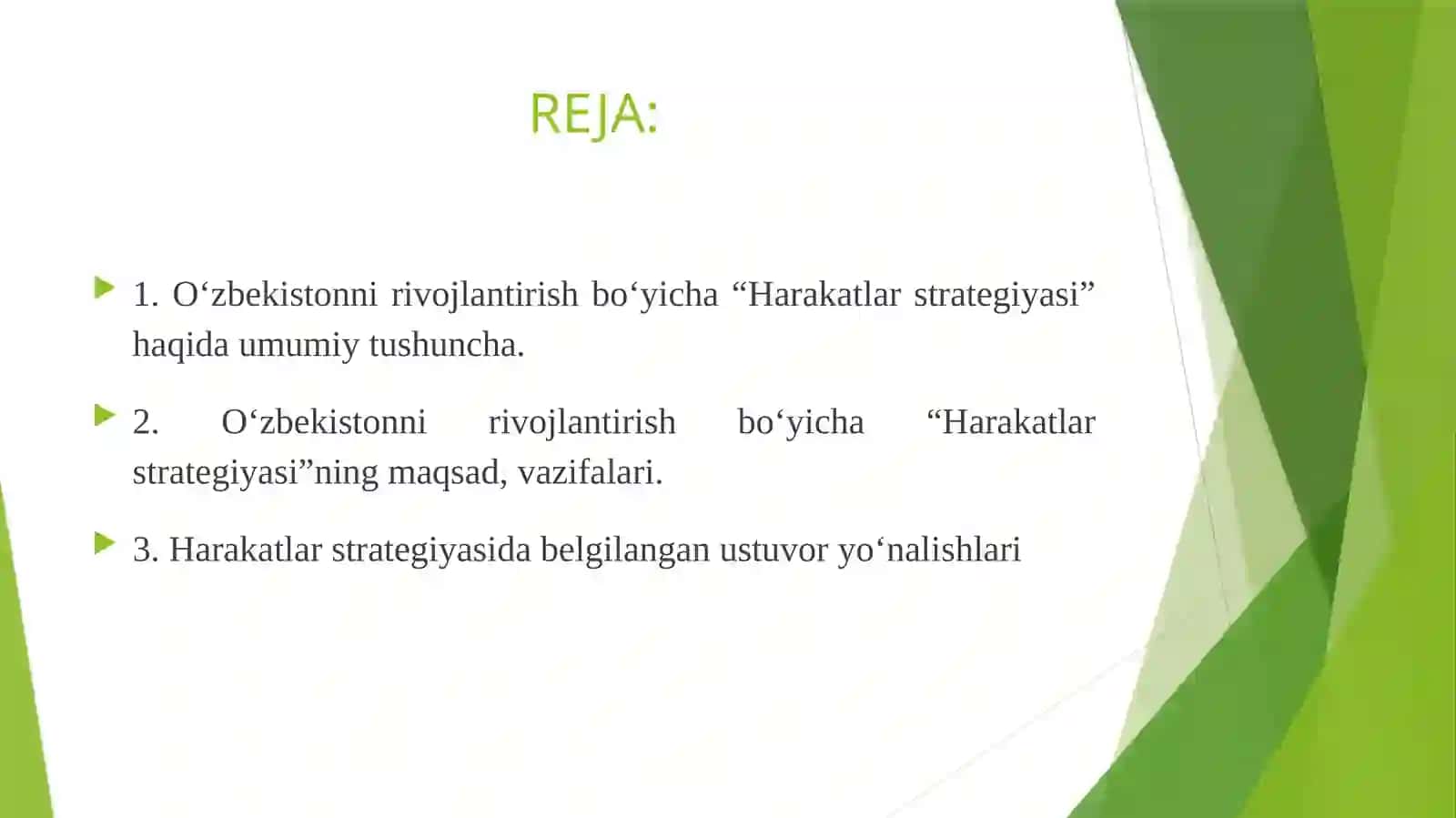HARAKATLAR STRATEGIYASI- O‘ZBEKISTON MILLIY TARQQIYOTI YANGI BOSQICHINING ASOSI 2