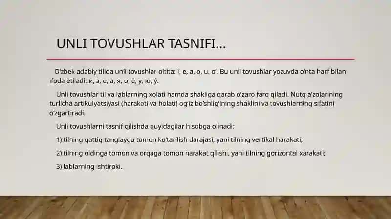 Unli vaundoshtovushlar tizimi 2