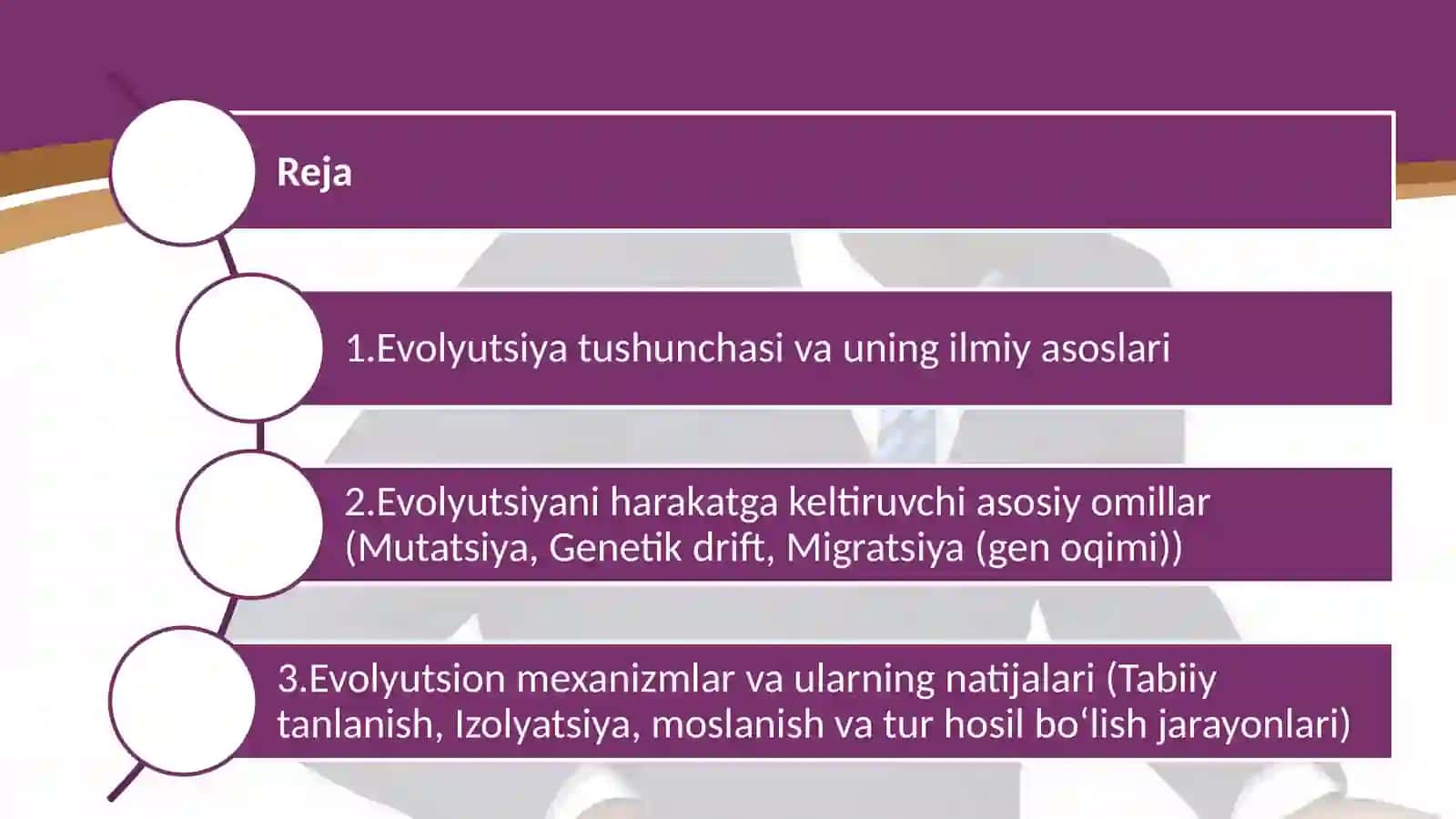 Evolyutsiya jarayonini harakatga keltiruvchi omillar va mexanizmlar. 2