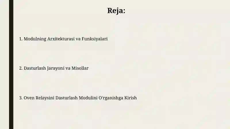 Oven Relaysini Dasturlash Moduli 2
