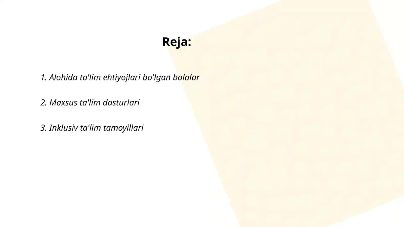 Alohida ta'lim ehtiyojlari boʻlgan bolalarga ta'lim berishga oid normativ- huquqiy hujjatlarni tastiqlash toʻgʻrisida 2