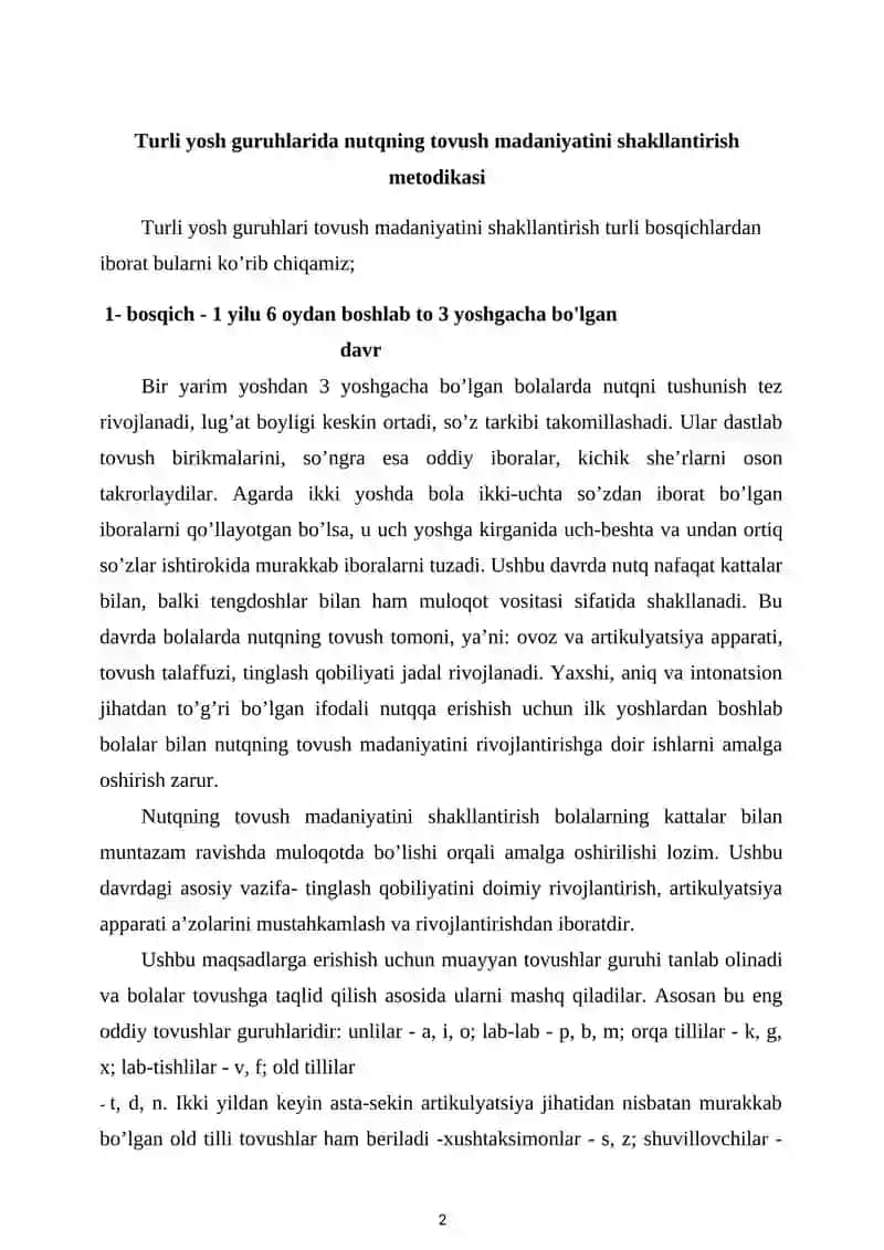 Nutqning tovush madaniyatini shakllantirish metodikasi 2