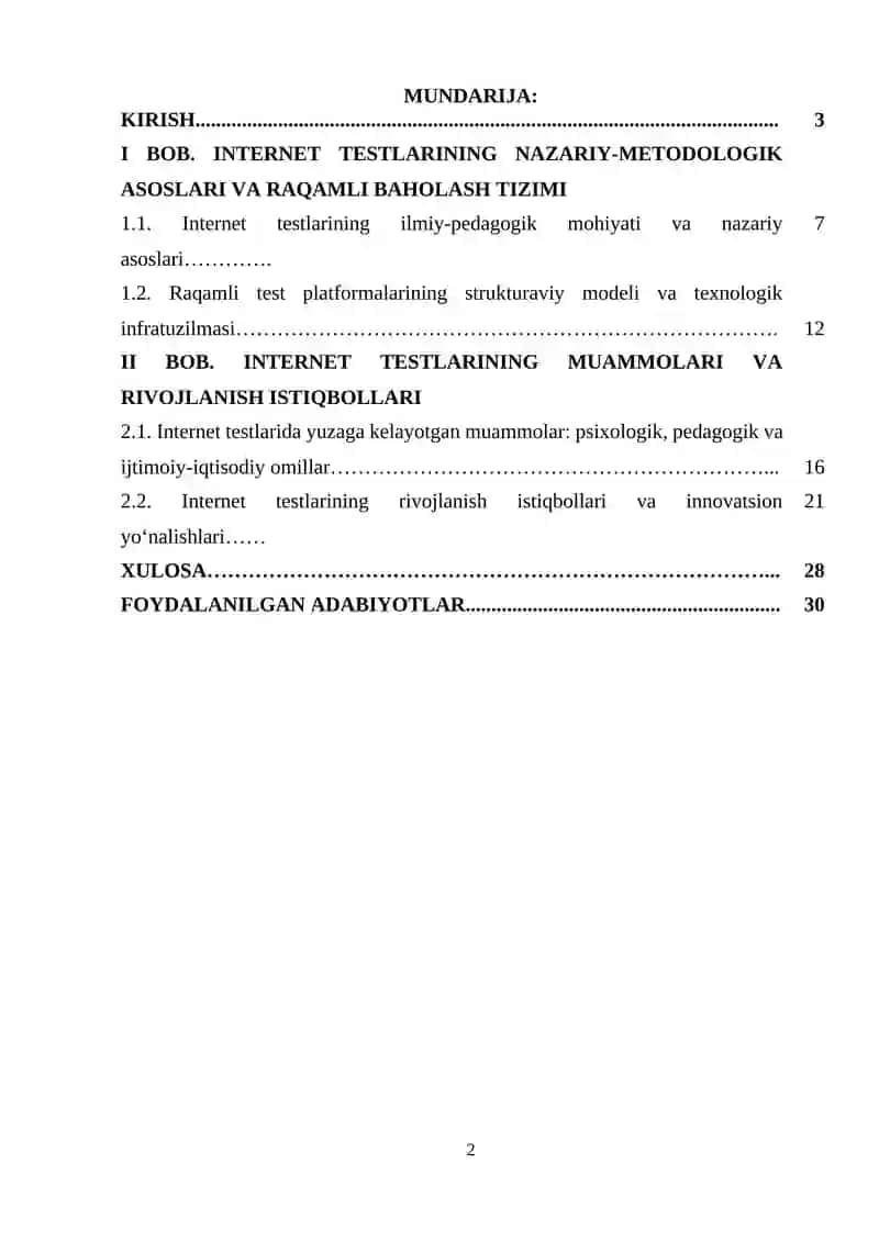 Internetdagi testlar yangi muammolari va istiqbollari 2