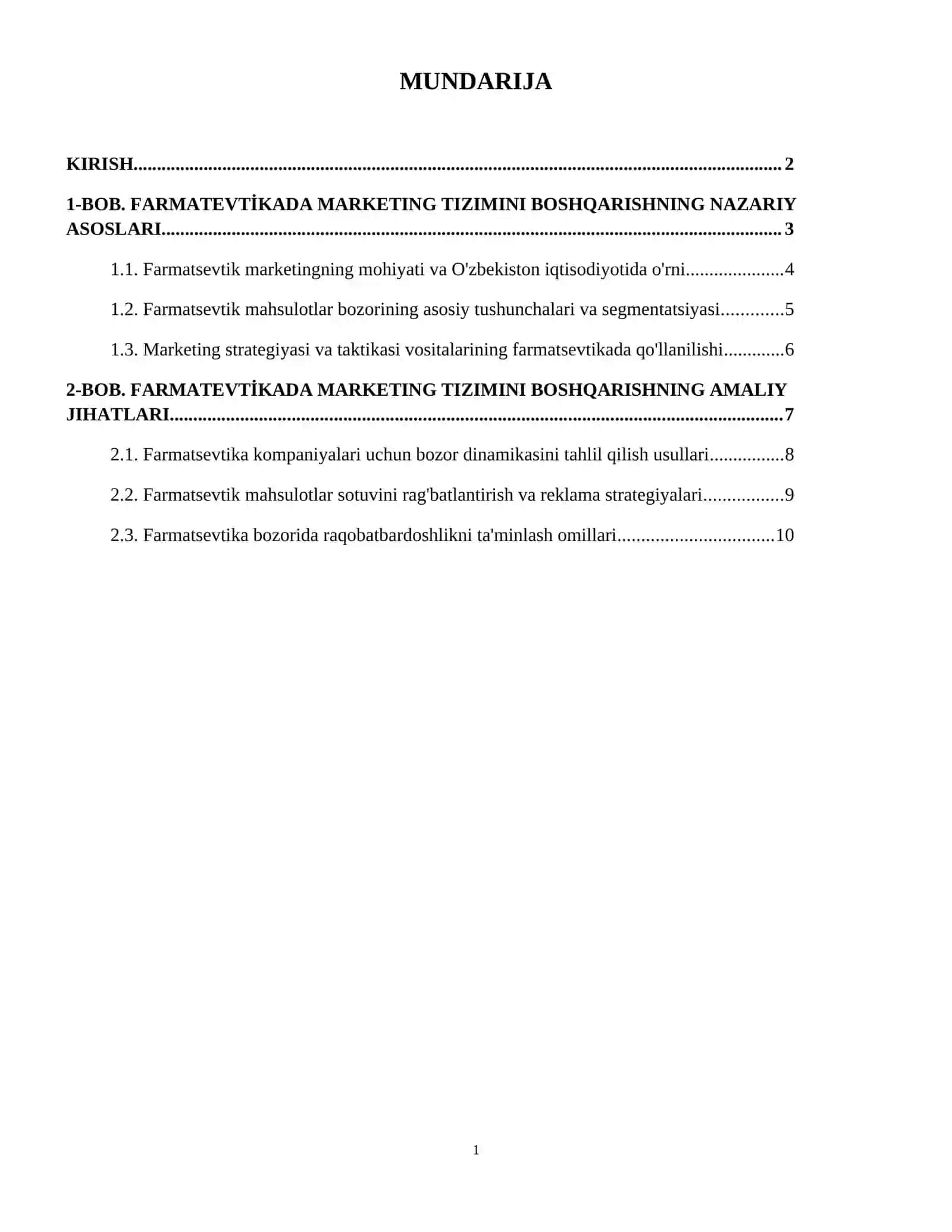 Farmatsevtikada marketing tizimini boshqarish 2