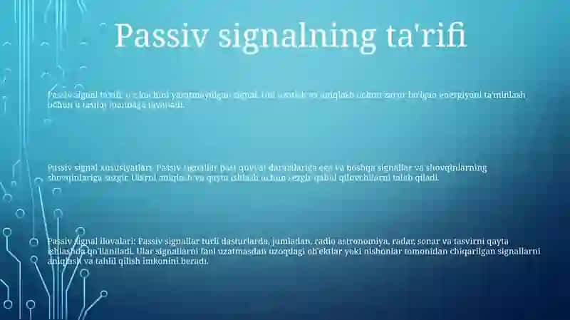 Passiv Signal Tushunchasi 2