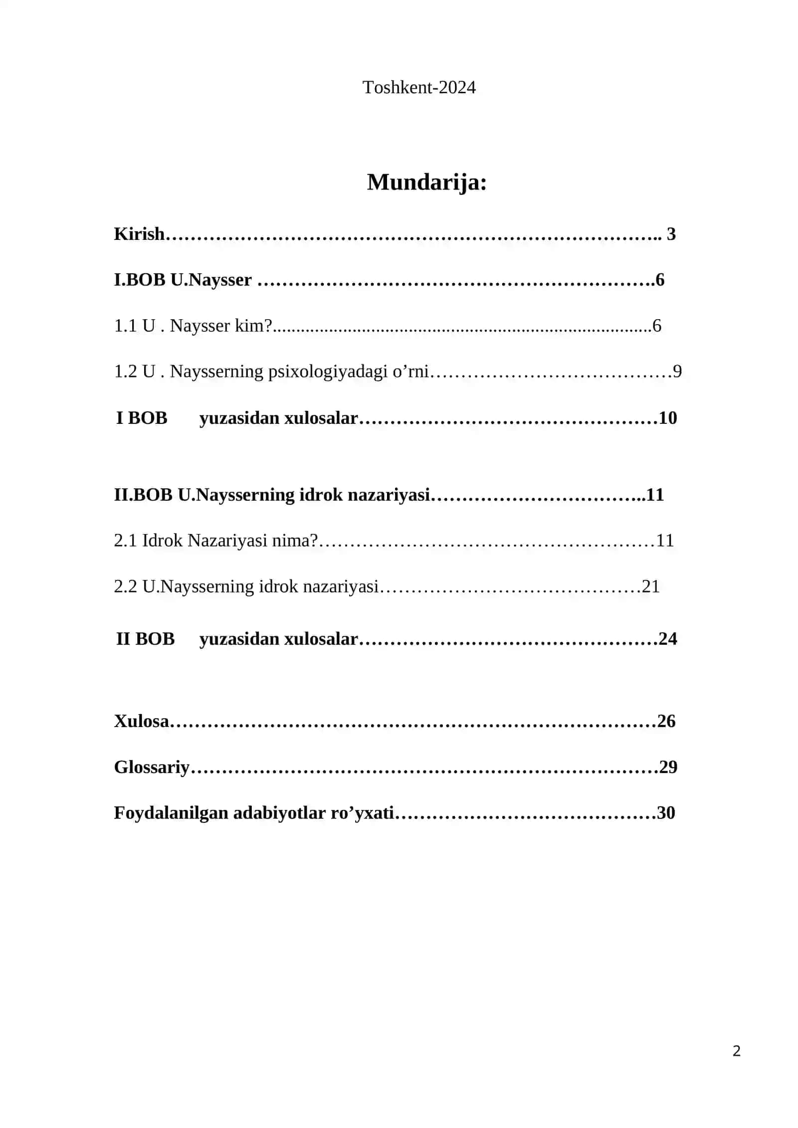 U Naysserning idrok nazariyasi 2