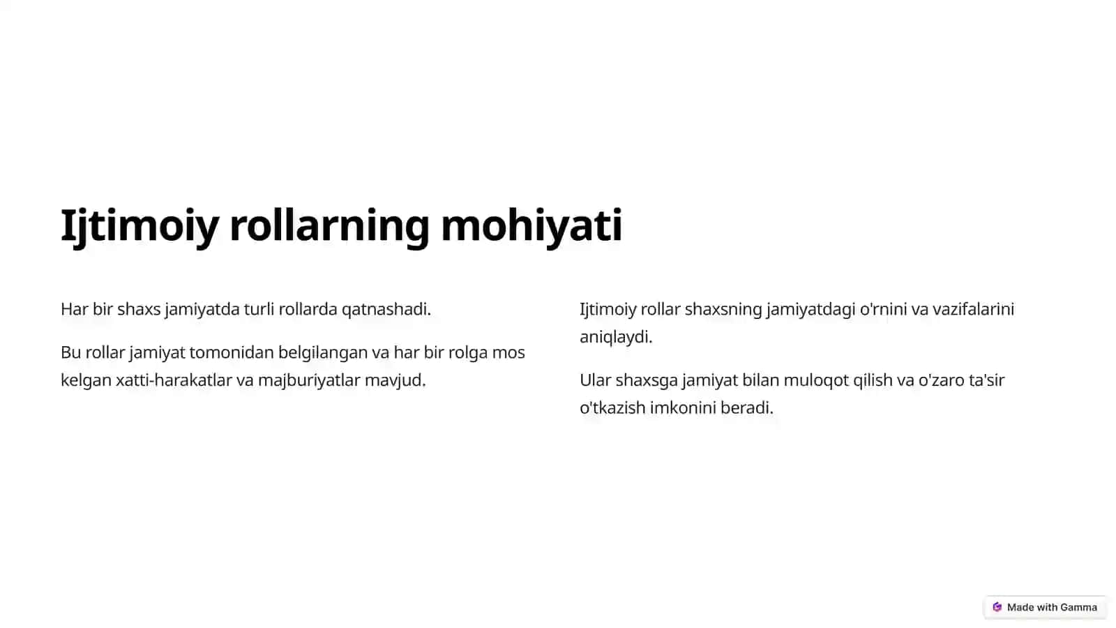 Shaxsning ijtimoiy rollari 2