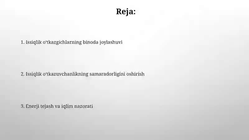 Issiqlik o'tkazgichlarni binoda joylashtirish 2