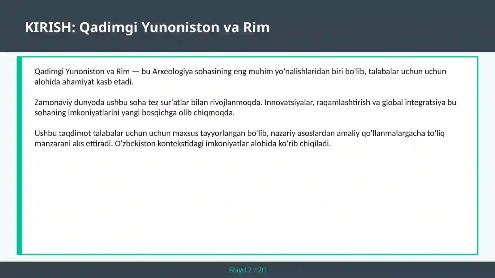 Qadimgi Yunoniston va Rim 2
