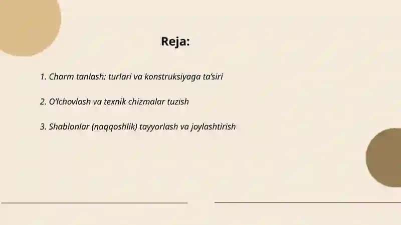 Charmdan tikuv buyumlarni konstruksiyalash 2