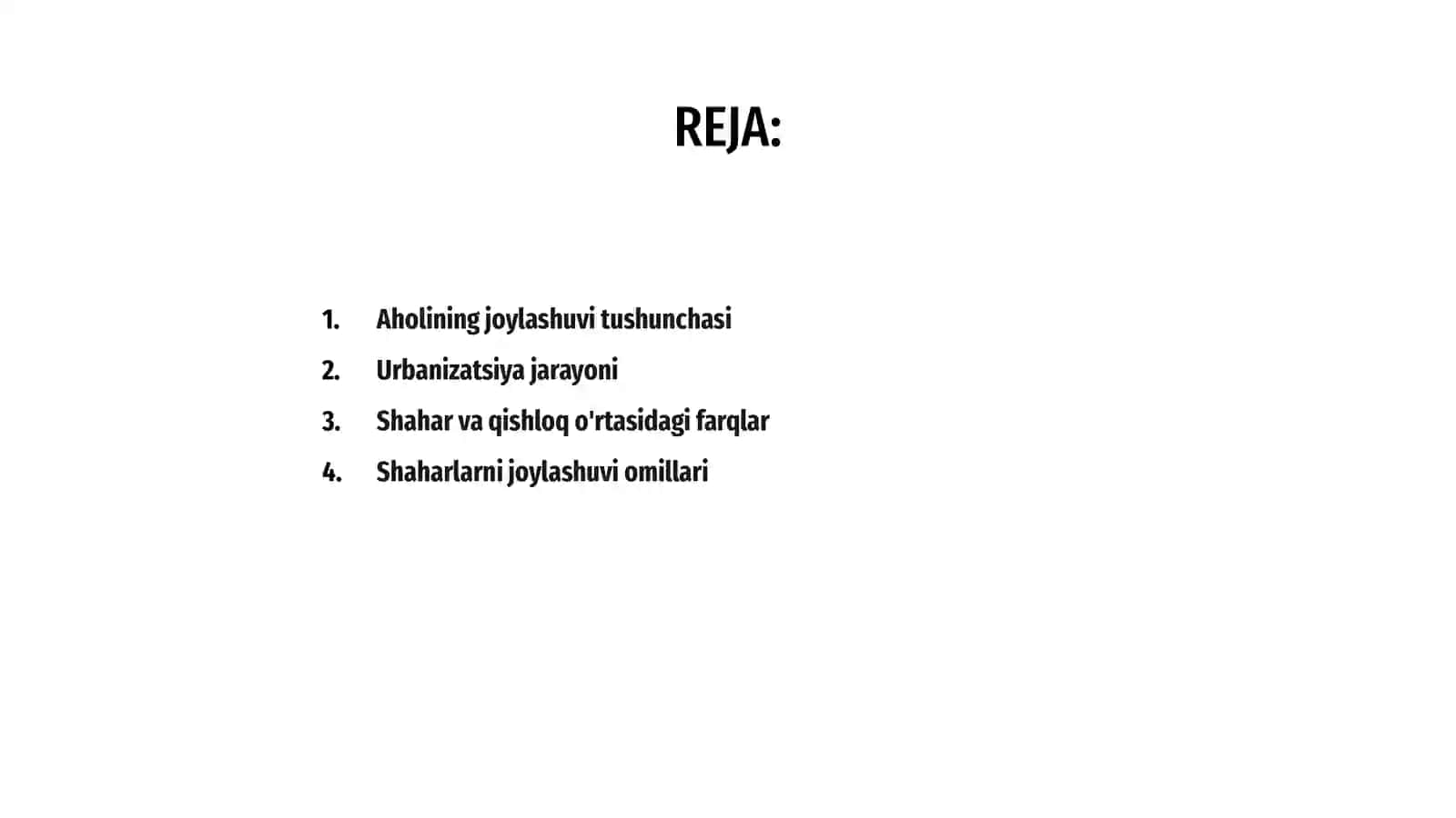 Aholining joylashuvi va urbanizatsiya 2