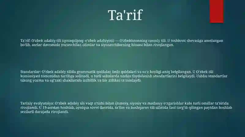 Oʻzbek Adabiy Tili MeʼYorlari 2