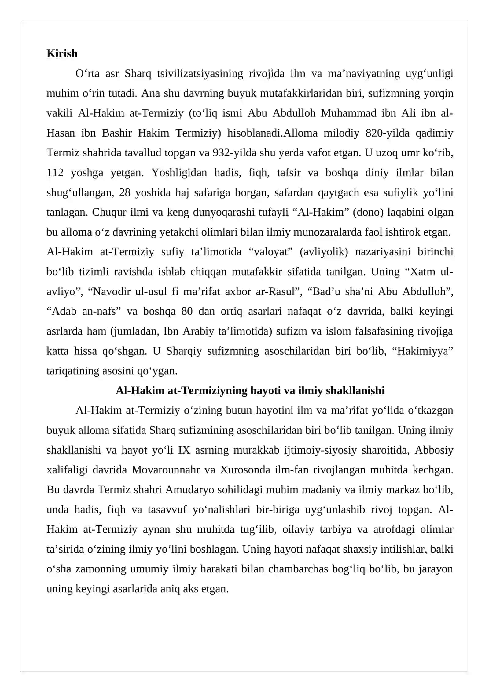 Al-Hakim at-Termiziy (820-932) 2