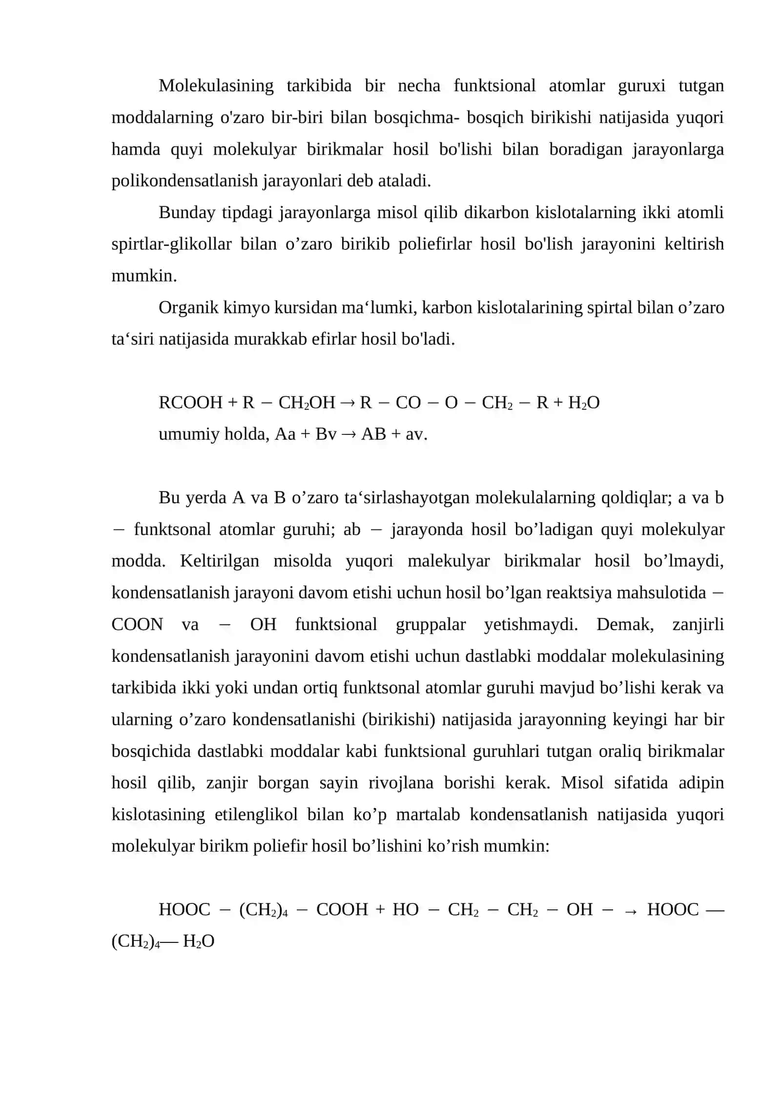 Polikondensatlanish reaktsiyalari 2