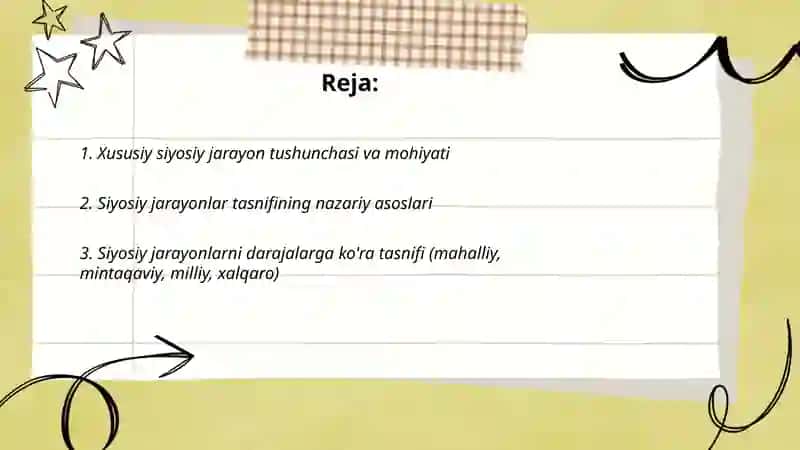 Xususiy siyosiy jarayonlar va siyosiy jarayonlar tasnifi 2