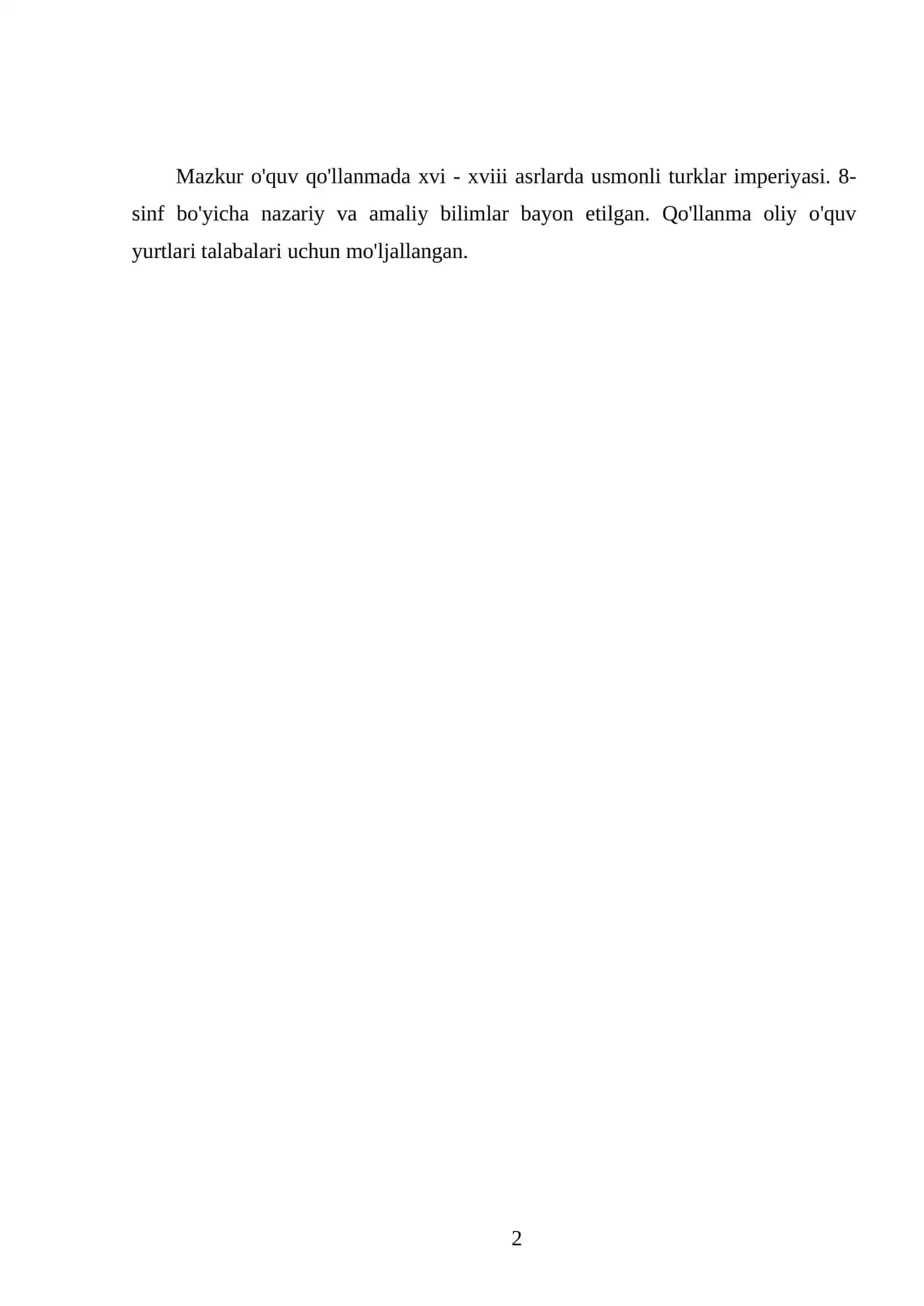 XVI - XVIII ASRLARDA USMONLI TURKLAR IMPERIYASI. 8- SINF 2