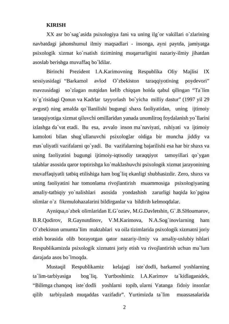 Psixologik xizmatning tadbiq etilishi 2