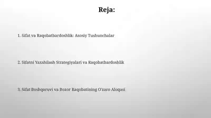Sifat va raqobatbardoshlilik 2