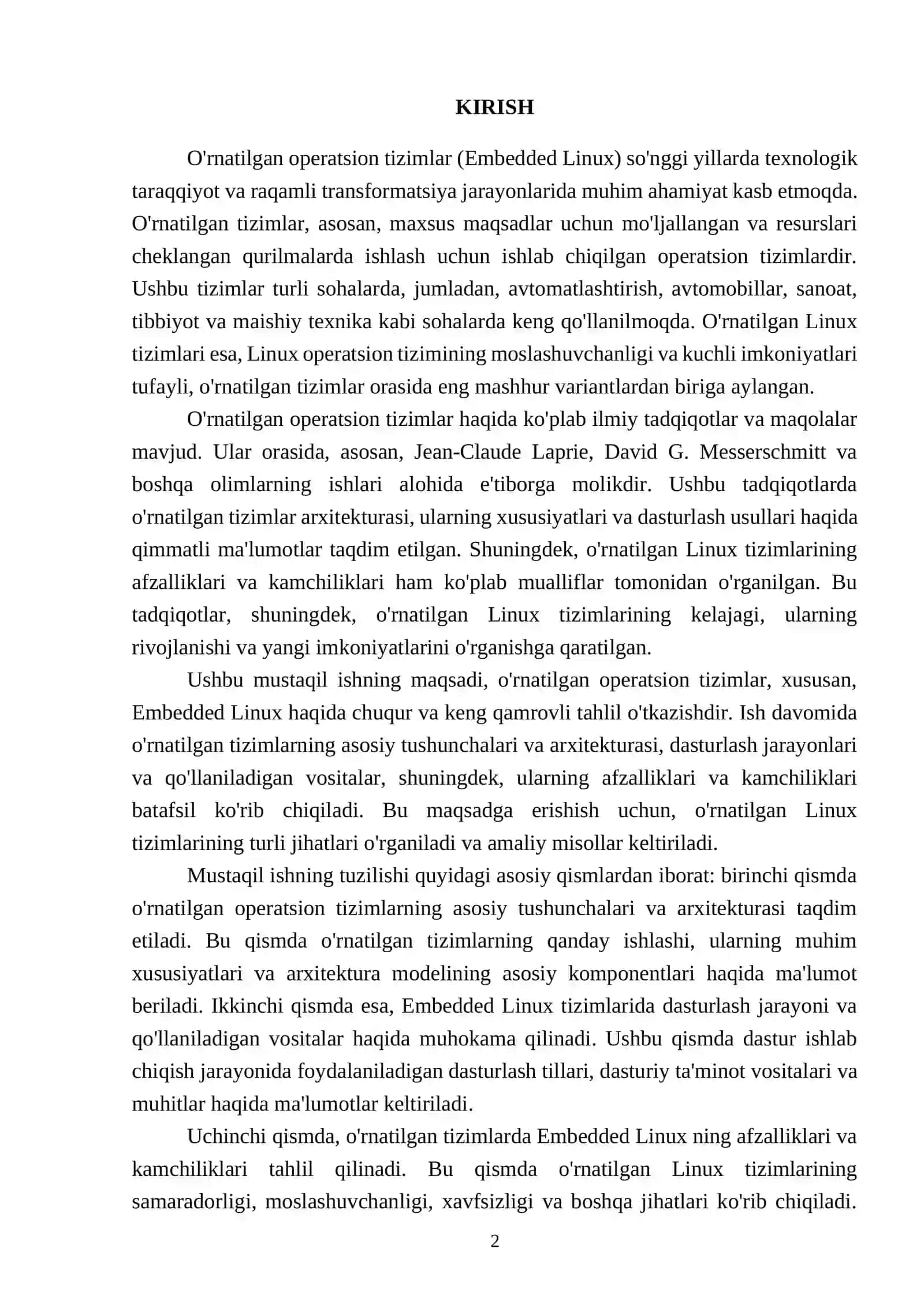 O'rnatilgan operatsion tizimlar (Embedded Linux) 2