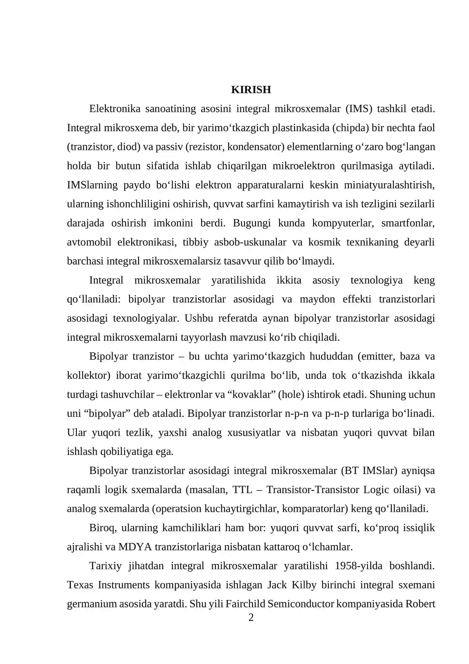 Bipolyar tranzistorlar asosidagi integral mikrosxemalarni tayyorlash 2