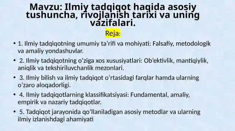 Ilmiy Tadqiqot Asoslari 2