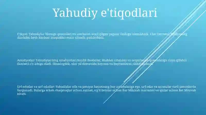 Yahudiylik TaʼLimoti, AnʼAna Va Marosimlari 2