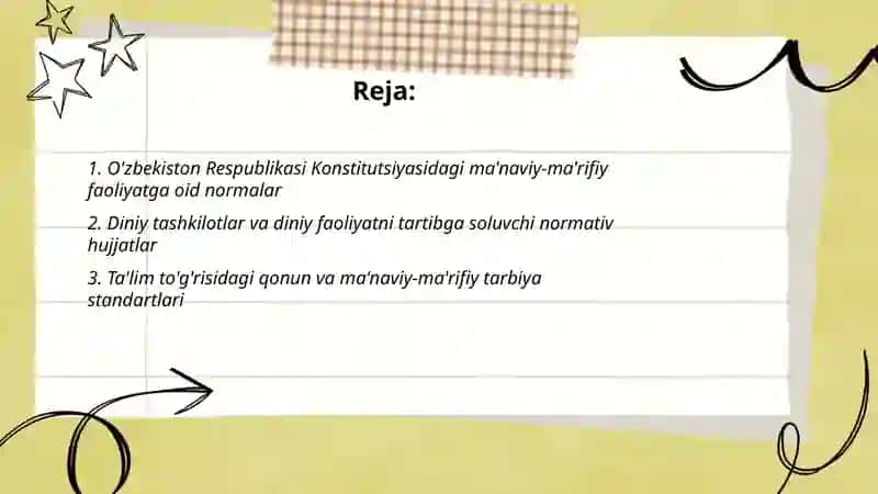 Maʼnaviy -ma'rifiy ishlarni tartibga soluvchi meʼyoriy huquqiy hujjatlar 2