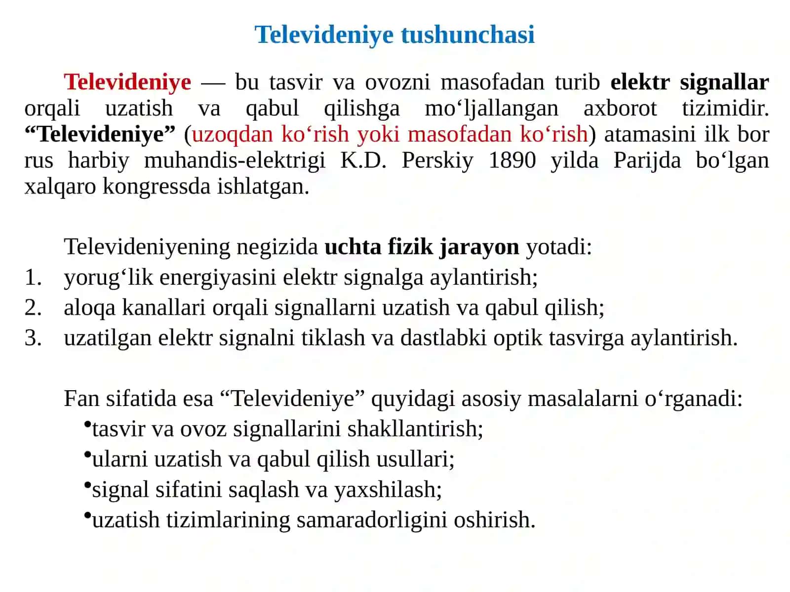 KIRISH. TELEVIDENIYENING QISQACHA TARIXI 2